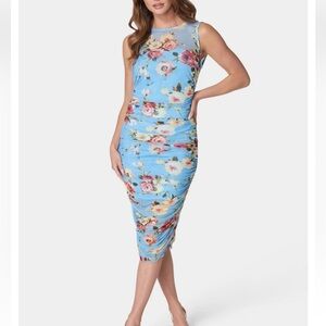 bebe Floral Blue Midi Dress